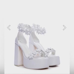 Koi Secret Arrangement white Platform Heels